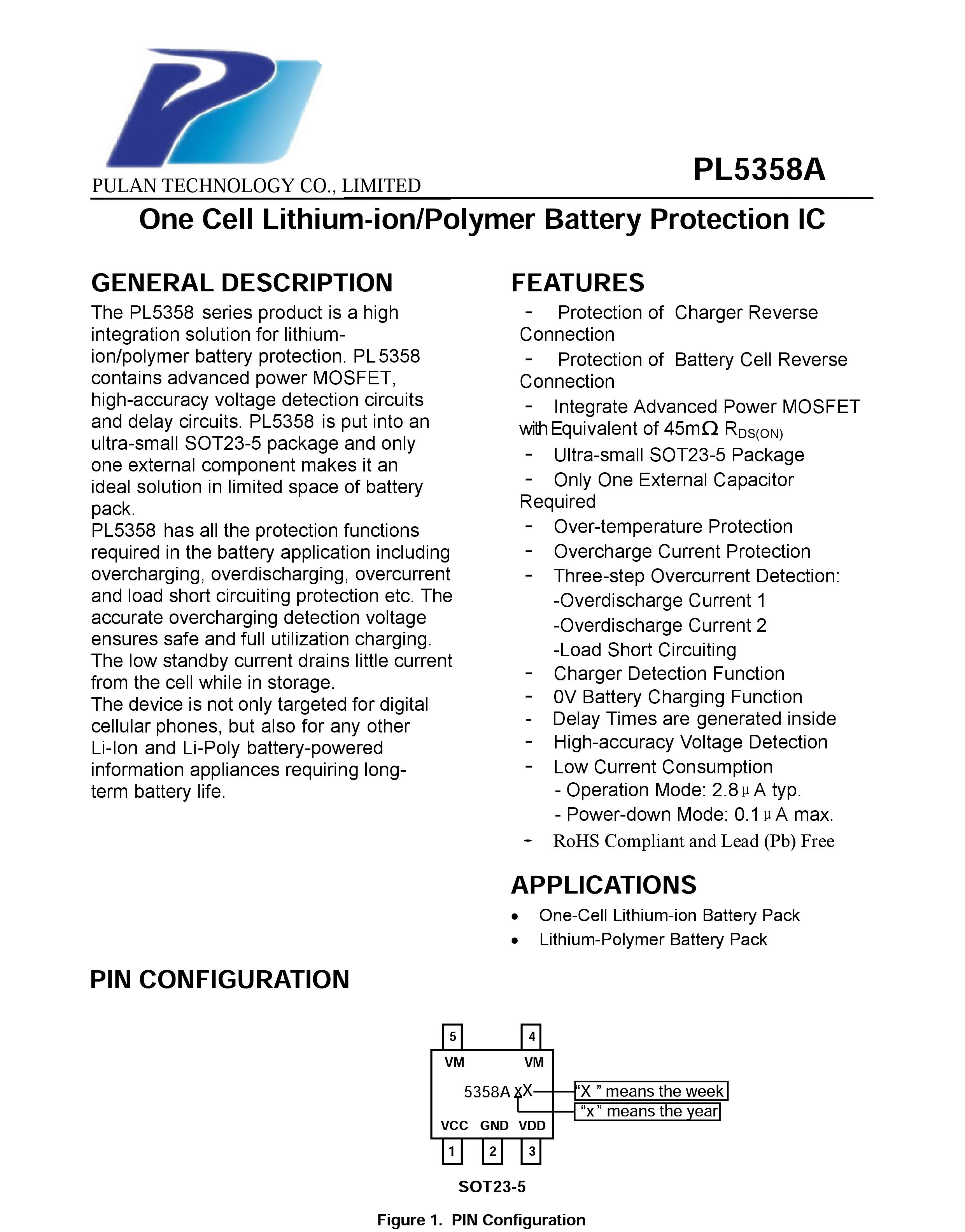 PL5358A單芯片鋰電池保護(hù)IC，外圍僅一箇電容