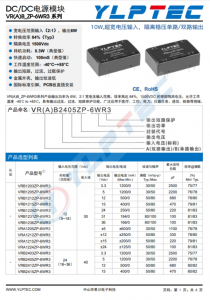 VRB2405ZP-6WR3  10W,超寬電壓輸入，隔離穩(wěn)壓?jiǎn)温?雙路輸出