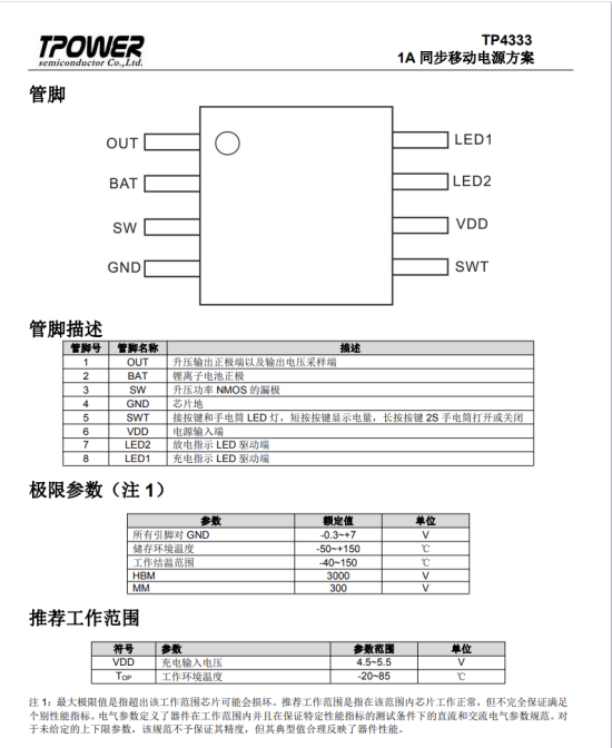 TP4333 TP4333衕步陞壓放電效率高達(dá)93%支持涓流模式原裝